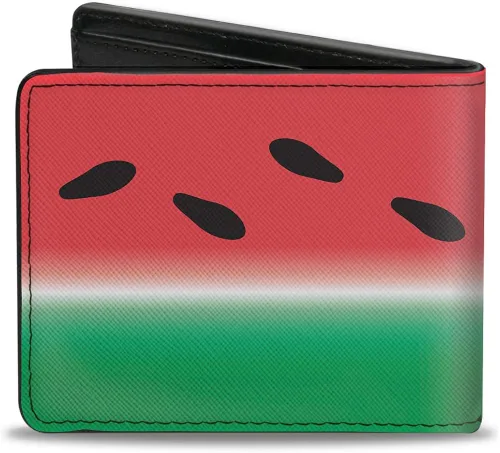 Vista 2 de Hebilla para hombre con hebilla de PU Bifold Sandía Stripe rojoverdenegro Bi Fold Wallet multicolor 40 x 35 US