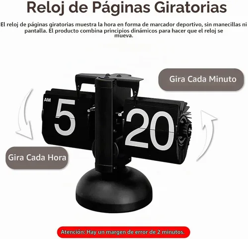 Vista 9 de HERCHR Reloj con tapa retro, reloj digital automático con función de página mecánica, reloj de escritorio retro digital abatible, funciona