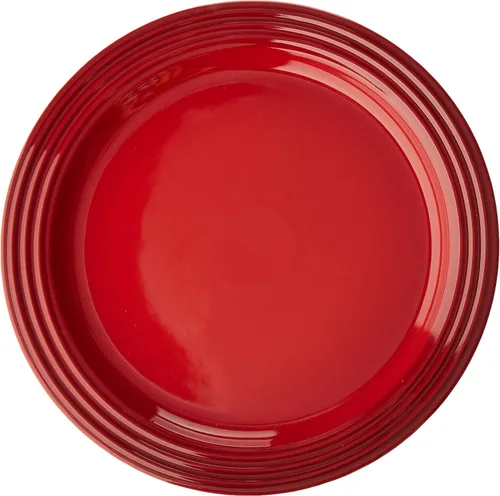 Vista 4 de Le Creuset Juego de 4 platos llanos de gres, 10.5 pulgadas cada uno, Caribe