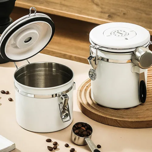 Vista 6 de Recipiente de café hermético, recipiente de almacenamiento de café con cuchara, para café molido, té, comida y lata (1.2 L)