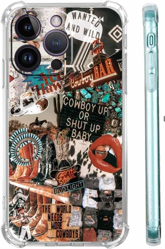 Vista 6 de Funda de collage estético para iPhone 15, patrón de citas positivas, bonita funda de TPU suave compatible con iPhone 15