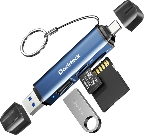 Vista 8 de Dockteck Lector de Tarjetas SD, Lector de Tarjetas SD/TF de Super Velocidad 5G USB3.0, Lector de Tarjetas de Memoria de 3 Ranuras USB A/C a SD/Micro