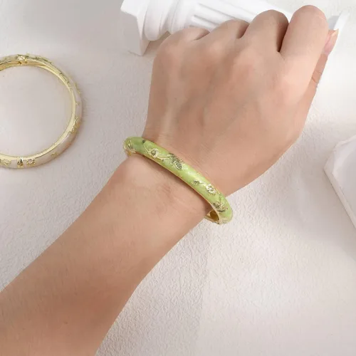 Vista 3 de Pulsera de flores vintage Chinoiserie Cloisonne para verano, elegante, vibrante, joyería étnica, regalos para mujeres, mejor amiga, mamá, hermana
