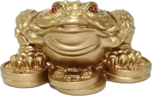 Vista 3 de Moneda de la fortuna de tres patas, oro mate, sapo, rana, Chan Chu Feng Shui, encanto chino de la prosperidad, idea de regalo para escritorio