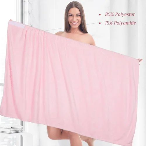 Vista 50 de 4 toallas envolventes para mujer, bata de spa con cierre ajustable, parte superior elástica, envoltura ligera para baño y ducha