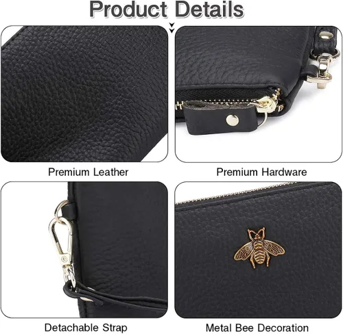 Vista 6 de imeetu Women's Wristlet Clutch Purse Leather Cell Phone Wallet Handbag with Wrist Strap