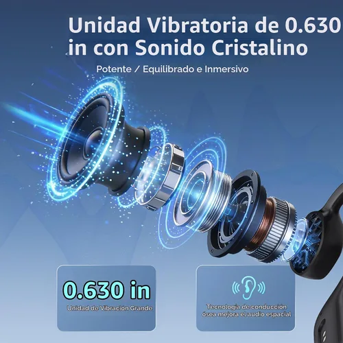 Vista 3 de Auriculares de conducción ósea Bluetooth 6.0,Auriculares deportivos Negro