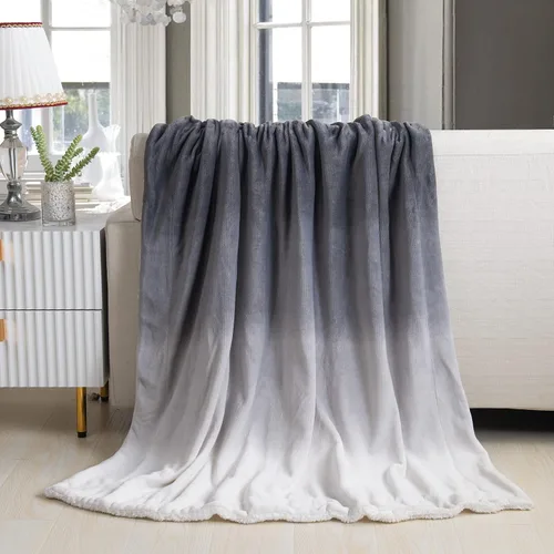 Vista 9 de Elegant Comfort Manta, Manta Reversible de Franela Sherpa, Ultra-Suave, Mullida, Acogedora y Afelpada - Manta Decorativa Ligera para Todas las Gris