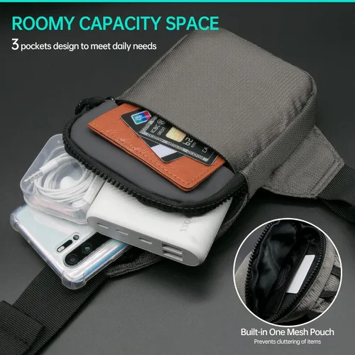 Vista 7 de Long Keeper Mini bolso bandolera Bolso cruzado pequeño impermeable para hombre y mujer, bolso casual para teléfono para viajes, senderismo