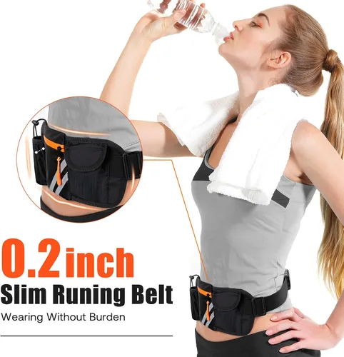 Vista 3 de Cinturón para correr con soporte para botella de agua: bolsa desmontable para botellas, cinturón delgado para correr, gran capacidad, sin rebote