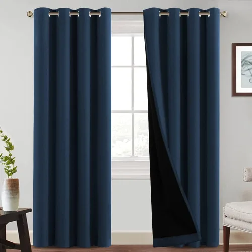 Vista 40 de Cortinas 100% opacas de 54 pulgadas de largo, completamente opacas, tratamiento de ventanas, cortinas forradas con aislamiento térmico con forro Azul