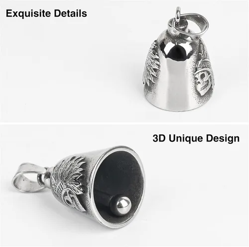 Vista 2 de Motorcycle Bell for Luck, Bell with Hanger, Drive Safe for Bikers Riders