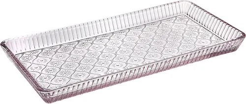 Vista 2 de Godinger Bandeja para servir, bandeja de servir, bandeja de tocador, bandeja de joyería, decoración de mesa, 12 x 6 pulgadas, colección Claro