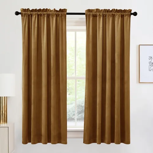 Vista 110 de RYB HOME Cortinas opacas de terciopelo para dormitorio, aislamiento térmico, privacidad, luz solar, bloqueo de calor, cortinas lujosas con bolsillo