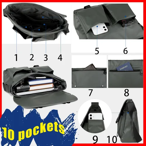 Vista 4 de ZHIDE Bolsa tipo mensajero para hombres y mujeres, bolso de hombro, cruzado para hombre, impermeable, bolso cruzado para ir a la escuela