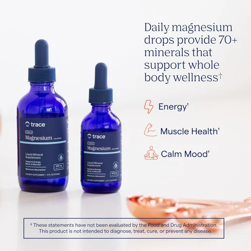 Vista 2 de Magnesio líquido iónico de Trace Minerals, 1, 1 Ionic magnesium chloride with high bioavailability. Supports 300 biochemical reactions and calm
