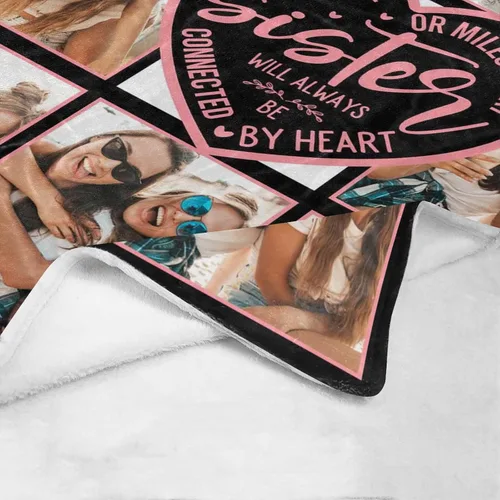 Vista 5 de InterestPrint Regalos para hermanas de hermana manta con collage de fotos, mantas de fotos personalizadas para hermanas, mejores amigas, mujeres