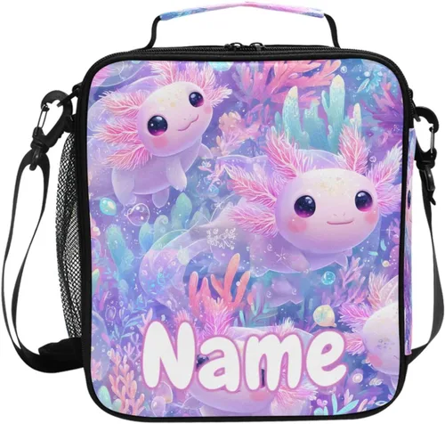 Vista 10 de Lonchera con patrón de cuadros blancos y negros, bolsa de almuerzo aislada, bolsa de preparación para niños, correa de hombro congelable a001