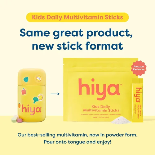 Vista 2 de Hiya Multivitamínico para niños, más de 15 vitaminas y minerales esenciales con frutas y verduras para mayores de 2 años, apoya el crecimiento