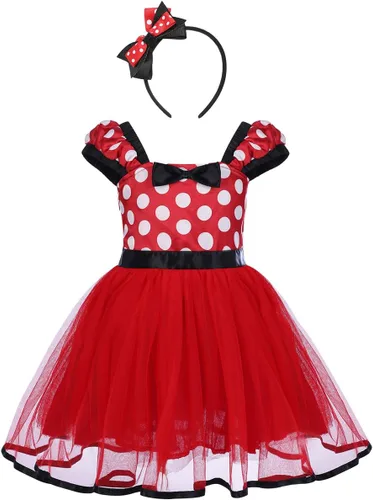 Vista 54 de IWEMEK - Maillot de ballet con diadema para niña con lunares, disfraz con diadema, leotardo