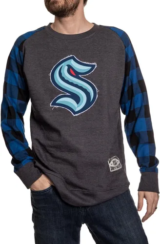 Vista 4 de Calhoun NHL Surf & Skate Buffalo Plaid Raglan con parche cosido deshilachado para hombre