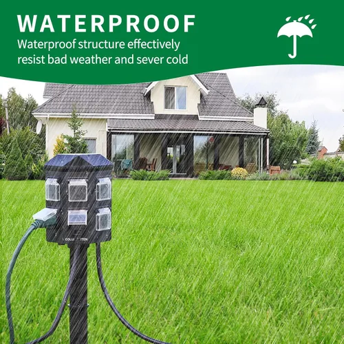 Vista 3 de Temporizador de estaca de energía para exteriores, temporizador mecánico de 24 horas para exteriores, impermeable, cable de extensión de 6 pies, 6