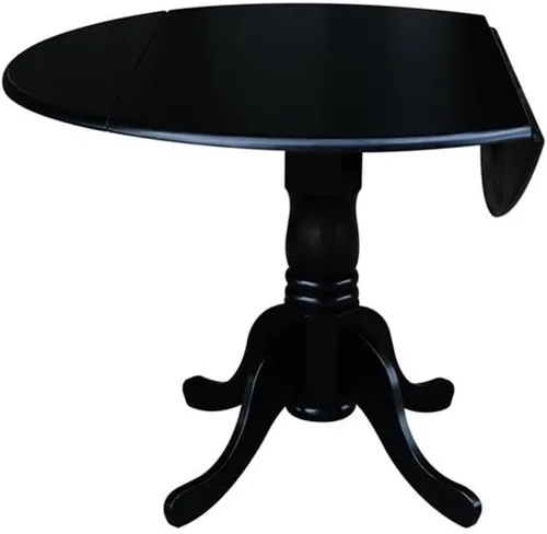 Vista 6 de IC International Concepts, Mesa de comedor redonda con pedestal de doble hoja de 42 pulgadas, madera maciza, madera de parawood real, 42 pulgadas