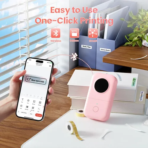 Vista 3 de Phomemo Impresora térmica portátil D30, mini máquina del fabricante de Rosa