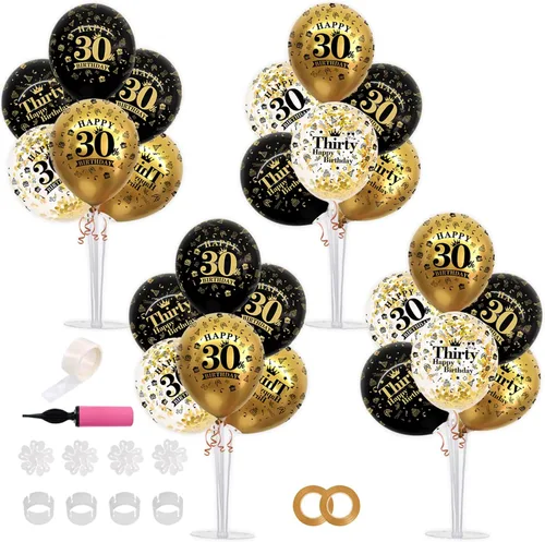 Vista 19 de TONIFUL Juego de 6 centros de mesa de globos de color azul marino y plateado para mesa, kit de arco de globos para decoraciones de graduación 2026