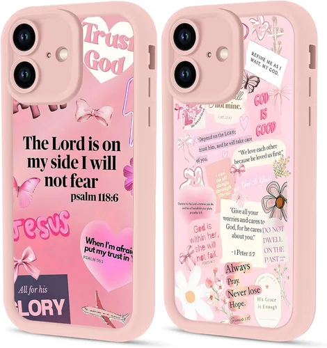 Vista 35 de Paquete de 2 fundas protectoras para iPhone 8 Plus/7 Plus de 5.5 pulgadas con collage de versículos bíblicos de Jesús para mujeres y niñas, diseño