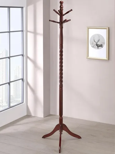 Vista 2 de Coaster Home Furnishings - Riona - Madera - Soporte vertical independiente de 6 ganchos con diseño giratorio, base de pedestal de trípode y detalles