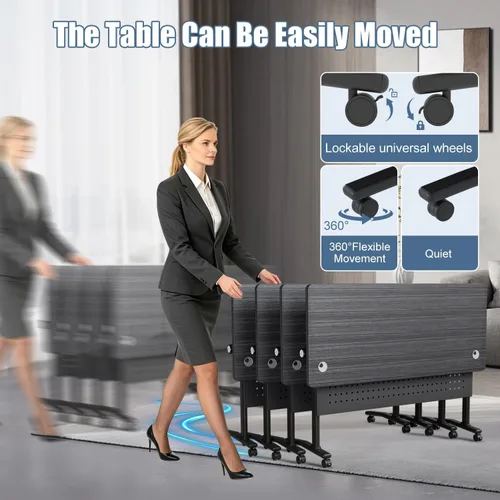 Vista 5 de 4 Pack Folding Conference Tables,47.2" Mobile Training Tables Morandi