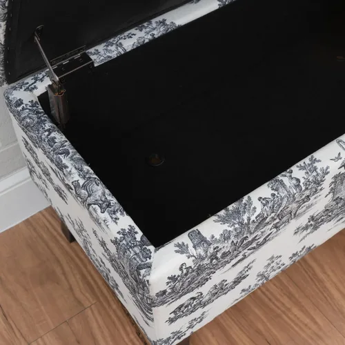 Vista 8 de Linon Stephanie - Banco totalmente tapizado con almacenamiento interior oculto Negro