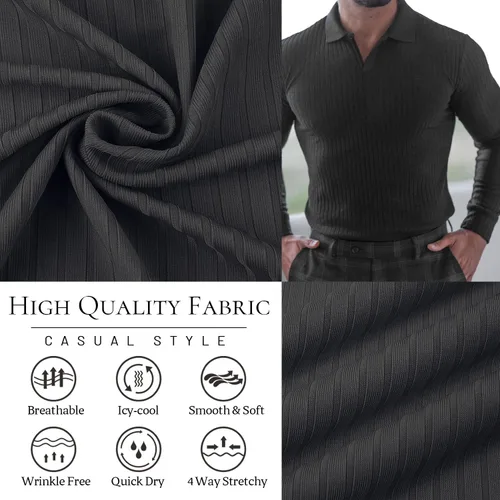 Vista 3 de Camisetas de manga corta con cuello en V para hombre, camisetas de golf de ajuste seco, ropa casual y elegante