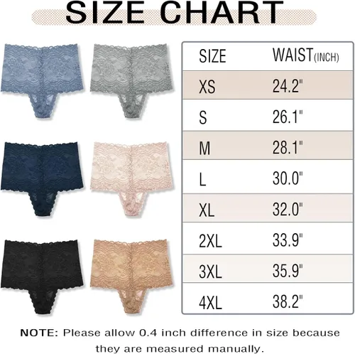 Vista 6 de Xlndsoea Bragas retro de cintura alta para mujer, sin costuras, ropa interior de algodón de encaje de talla grande