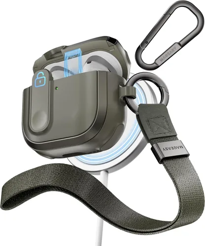 Vista 13 de MAGEASY Odyssey - Funda para AirPods Pro 2, funda resistente para AirPods Pro con bloqueo seguro, clip de mosquetón para protección a prueba