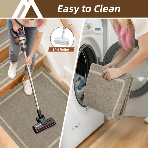 Vista 7 de COSY HOMEER Alfombra para Rellano de Escalera 30x30 Pulgadas, Alfombra Cuadrada Antideslizante para Escalones de Madera Interior, Poliéster Lavable
