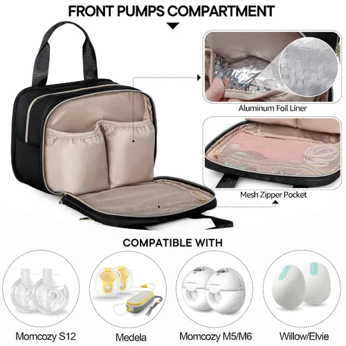 Vista 2 de Fasrom Bolsa portátil para extractor de leche con enfriador compatible con bombas Momcozy Medela y Elvie, funda de transporte portátil para madres