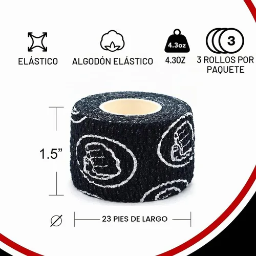 Vista 2 de WOD Nation Flexible Hook-Grip Athletic Tape – Easy-Tear, Sweat-Proof Thumb & Finger Strips for Weightlifting Negro