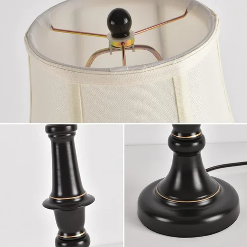 Vista 7 de Juego de 2 lámparas de mesa estilo vintage para aparador, lámparas de noche tradicionales, juego de dos lámparas de mesa altas para sala de estar
