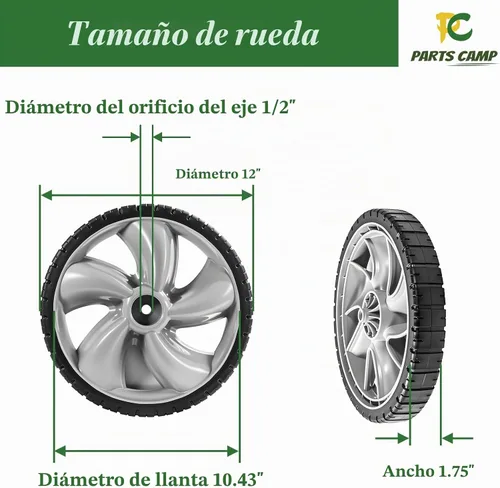Vista 2 de Arnold 490-324-0002 - Rueda trasera de repuesto de 12 pulgadas para cortacésped, rueda de plástico de 12 x 1.75 pulgadas, compatible con cortacésped