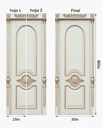 Vista 2 de FLFK Adhesivo para puerta – Puerta vintage beige, mural para despegar y pegar, tamaño combinado 30 x 80 pulgadas, dividido en 2 piezas Mt5423