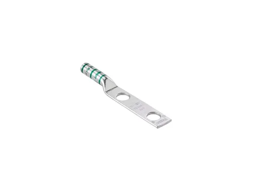 Vista 4 de Panduit LCC2-38D-Q Tapón de compresión de cobre de dos agujeros, barril largo, #2 AWG, orificio para perno de 3/8 pulgadas, espaciado entre
