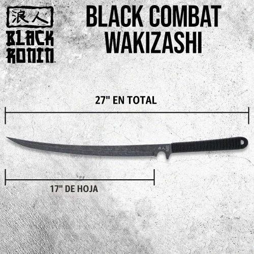 Vista 2 de Black Ronin Combat Wakizashi Sword with Injection Molded Sheath Negro