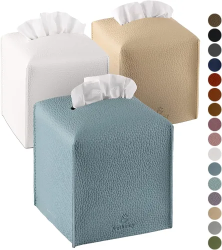 Vista 24 de Funda para Caja de Pañuelos, Jeethemy Porta Caja de Pañuelos Cuadrada de Cuero PU, Moderno Estuche de Pañuelos Organizador Dispensador de Papel
