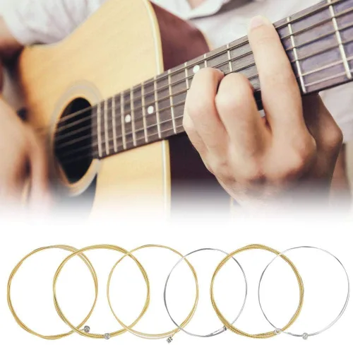 Vista 4 de Cuerda de guitarra de metal de 6 piezas para guitarras clásicas folclóricas instrumento musical pieza de accesorio