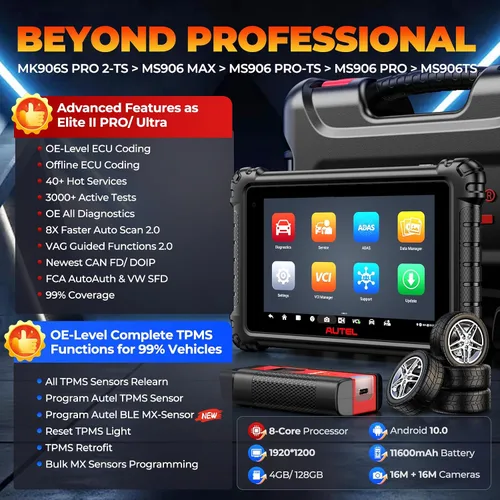 Vista 2 de Autel Escáner MaxiCOM MK906S PRO 2-TS: 2026 Hasta de MaxiSYS MS906 PRO2-TS/ MS906 MAX/ MS906PRO TS, Codificación igual que Elite II PRO, Top TPMS