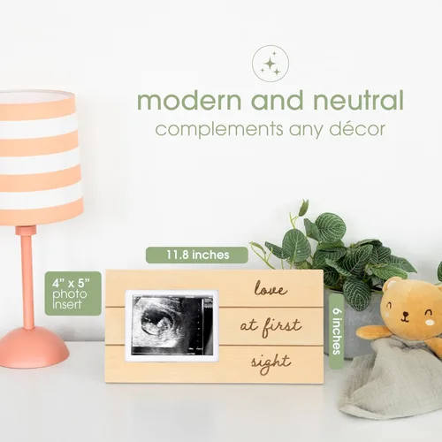 Vista 4 de Pearhead Love At First Sight - Marco de fotos de madera para sonogramas, marco de anuncio de embarazo con ultrasonido, decoración ideal para niños