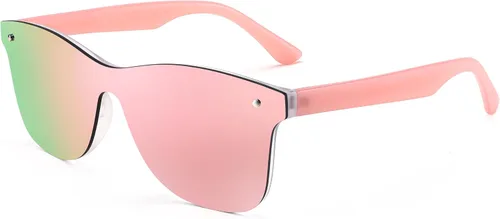 Vista 7 de FEISEDY Gafas de sol reflexivas de una pieza sin montura de moda con lentes de sol reflectantes B4155