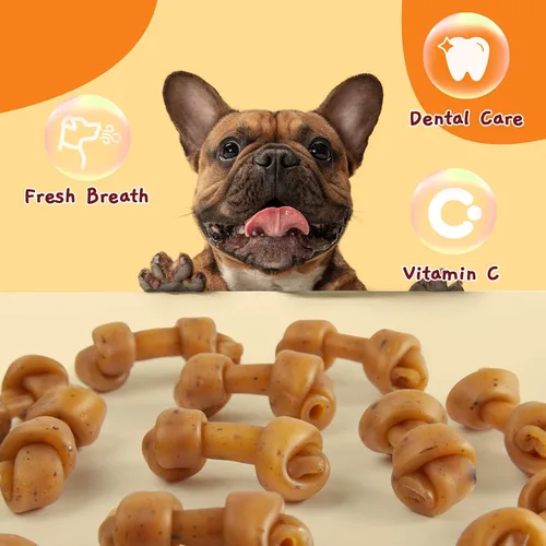 Vista 7 de Jungle Calling - Golosinas para perros con mantequilla de maní, huesos sin cuero crudo para perros pequeños Easy to Digest, Dental Puppy Chews